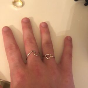 Pura Vida wave ring and heart ring